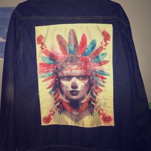 Jean Jacket with tribal design on back